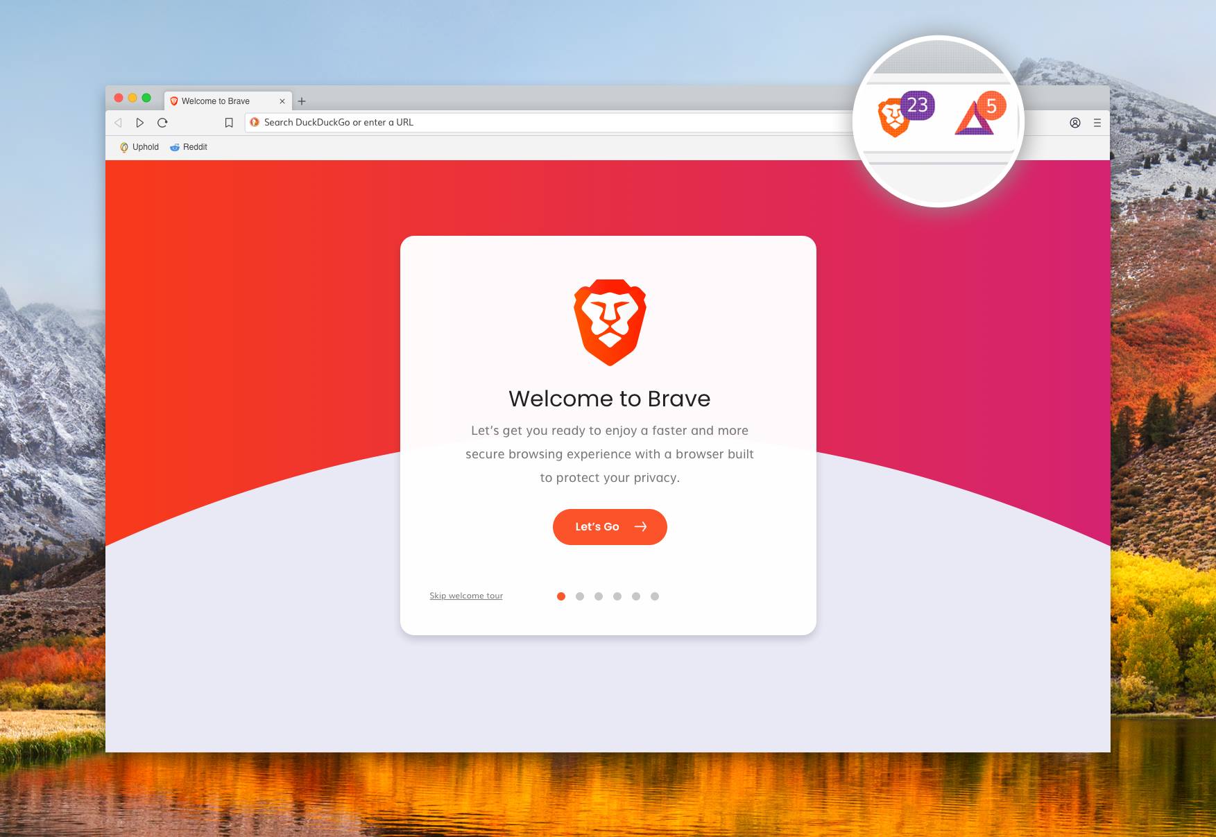 A screenshot of Brave web browser for computers