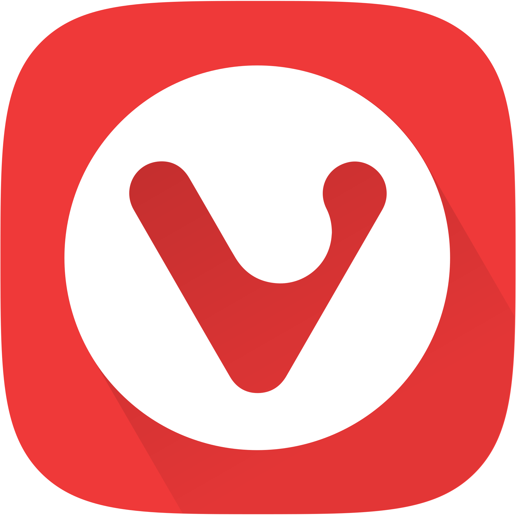 The Vivaldi icon - a red V in the center of a white circle placed on a red background.